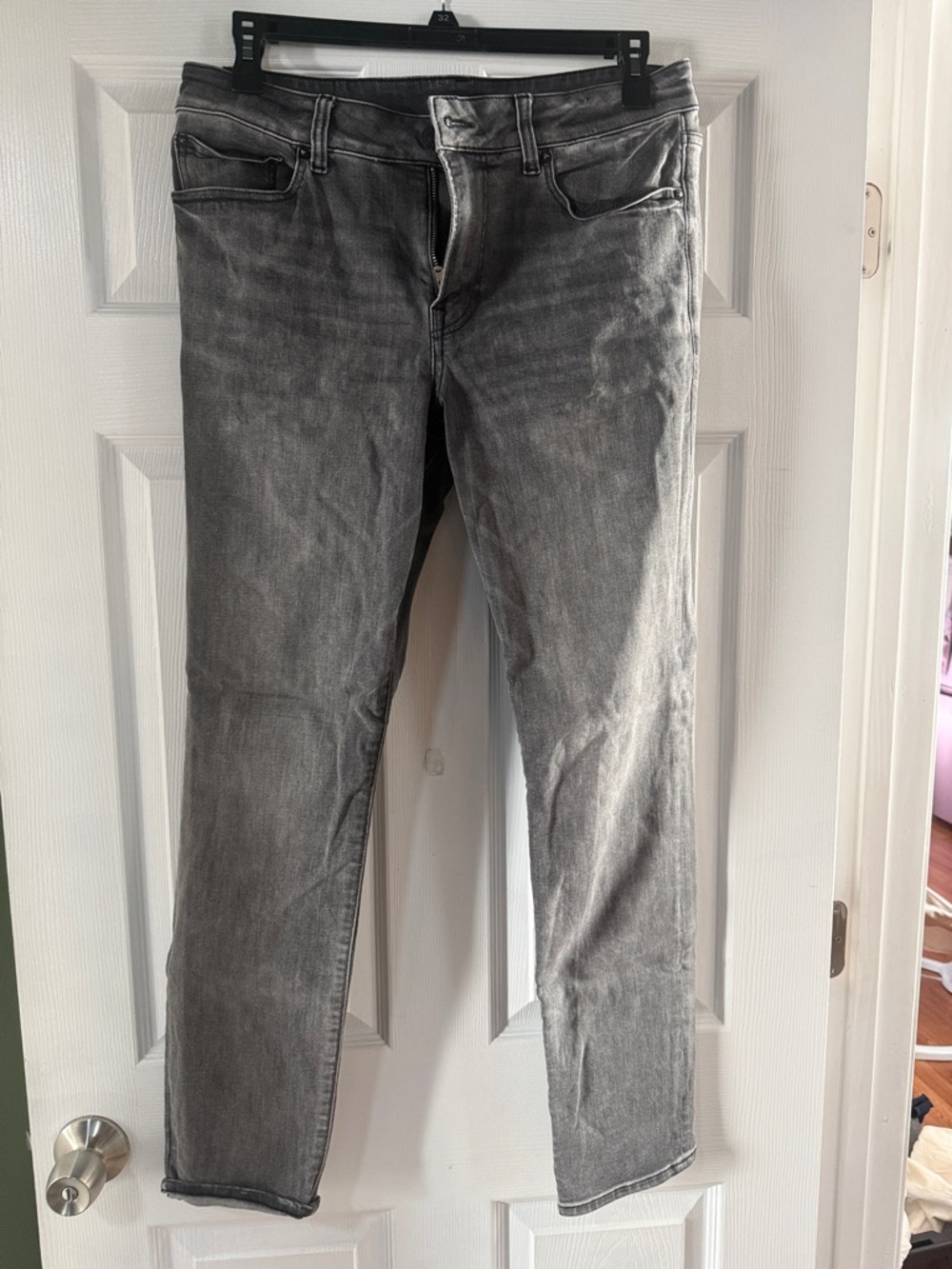 Express Grey Wash Straight-Leg Jeans